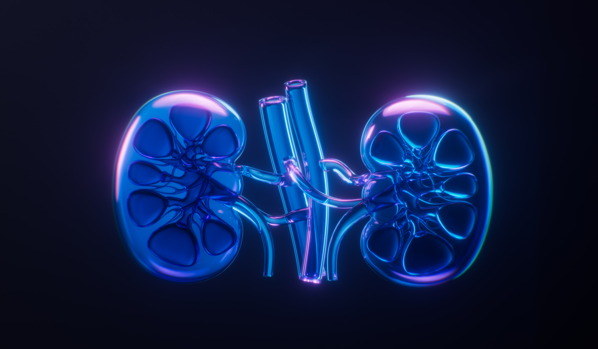 Brightly-Biomarkers-kidney-with-dark-neon-light-effect-3d-rendering